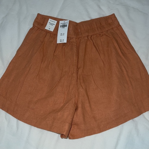 Abercrombie Linen-Blend Pull On Shorts Light Orange - Picture 5 of 5